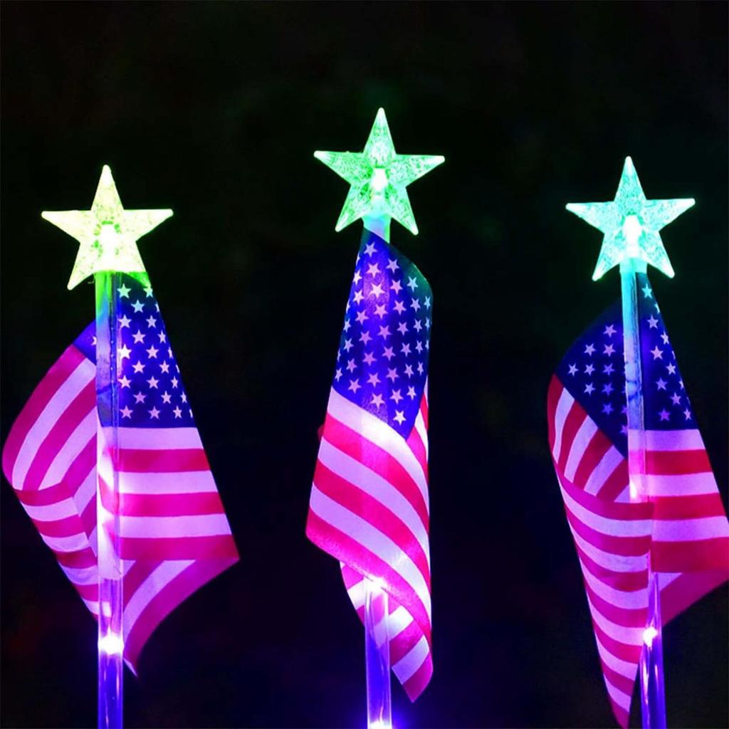 Solar American Flag Garden Lights,4th Of Decoration Patriotic Solar American Flag Lights Light For Independence Day Memorial Day Decor