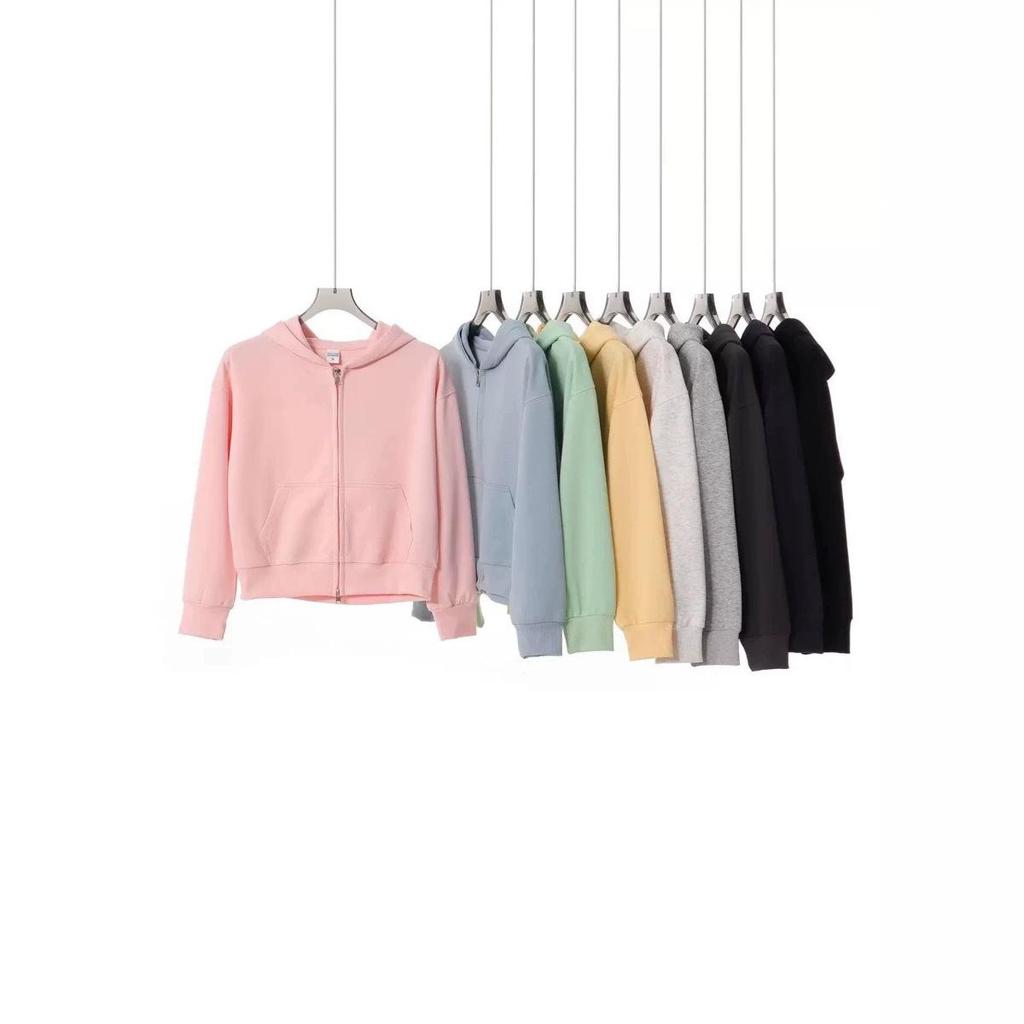 Early Autumn 350g Combed Cotton Women's Korean Style Hoodie Cardigan