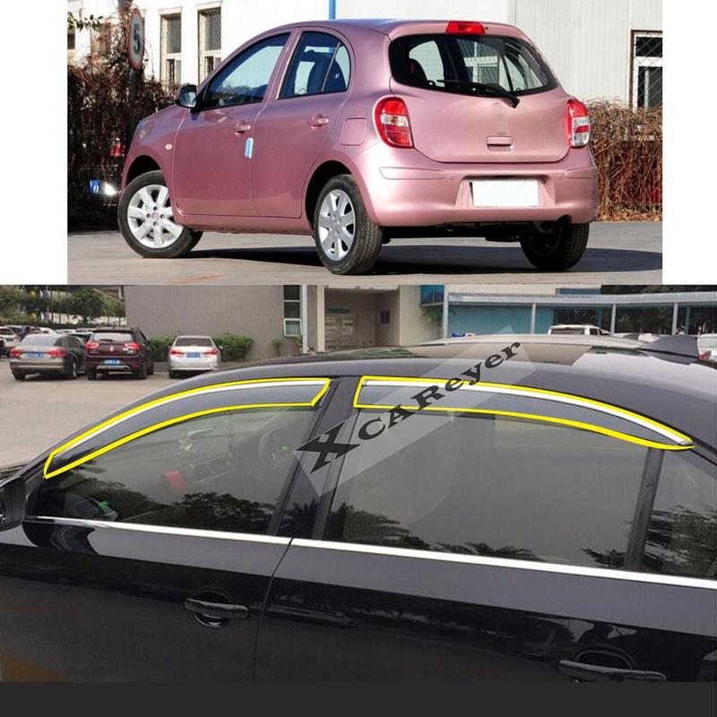 For NISSAN March 2010 2011 2012 2013 2014 2015 2016 2017 Car Sticker Plastic Window Glass Wind Visor Rain/Sun Guard Vent