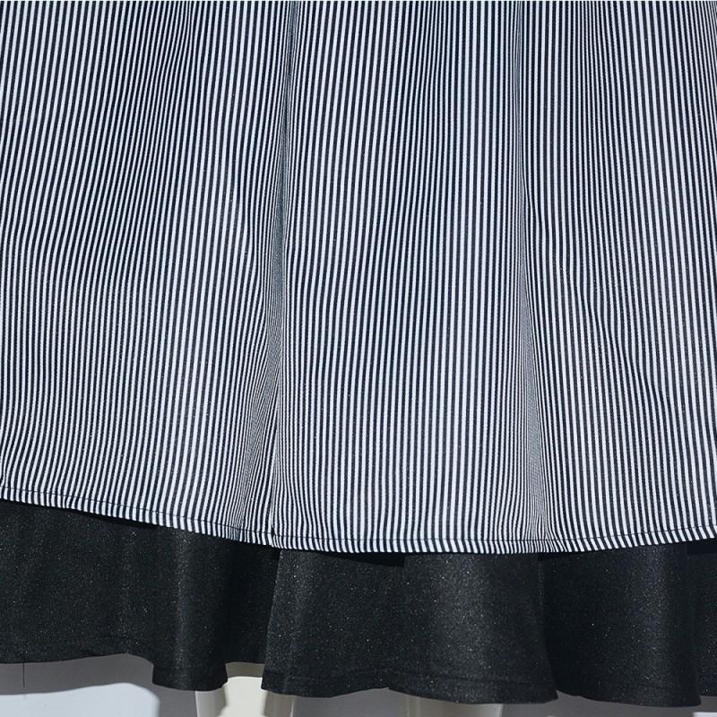 Halloween Maria Cosplay Costume Black White Striped Apron Dress Sound Of Music Nun Outfit Party Performance