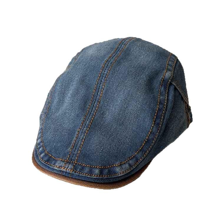 Washed Denim Forward Hat Women's Spring and Summer Retro Face Small Beret Wearing a Big Head Circumference Painter Hat