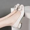 Autumn new versatile non-slip soft leather medium heel thick heel women's single shoes square head fashion patent leather bright leather women's shoes