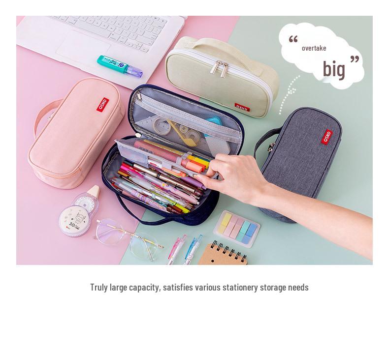 Korejský minimalistický dvouvrstvý penál s velkou kapacitou a vlastním logem