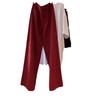 Chic Red Angora Ribbed Wide-Leg Pants with Superior Fabric
