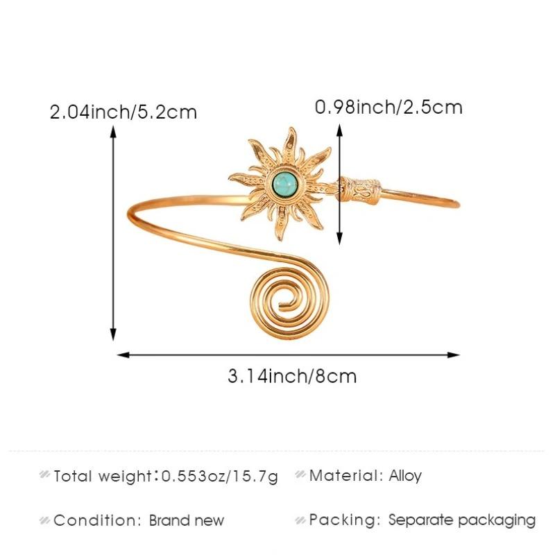 2025 Trendiger Legierung Türkis Armreif Statement Zirkon Boho Ethno für Frauen Sommerurlaub Resort-Stil Geschenk Heiße Accessoires