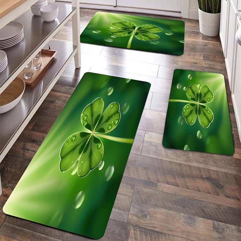 Vibrant Lucky Four-Leaf Clover Area Rug, Soft Non-Slip Indoor Outdoor Floor Mat for Kitchen Bathroom and Home Decor