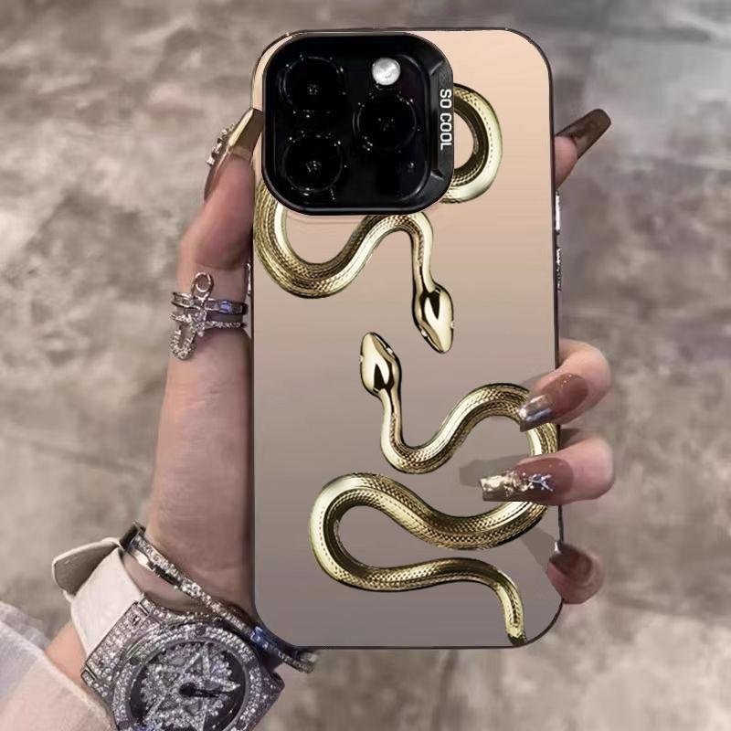 

Luxury Golden Snake Electroplate Silver Phone Case For Xiaomi Mi 15 14 13 12 13T 14T Pro 11 Lite NE Poco F6 X5 X6 M6 Pro Cover Poco F6
