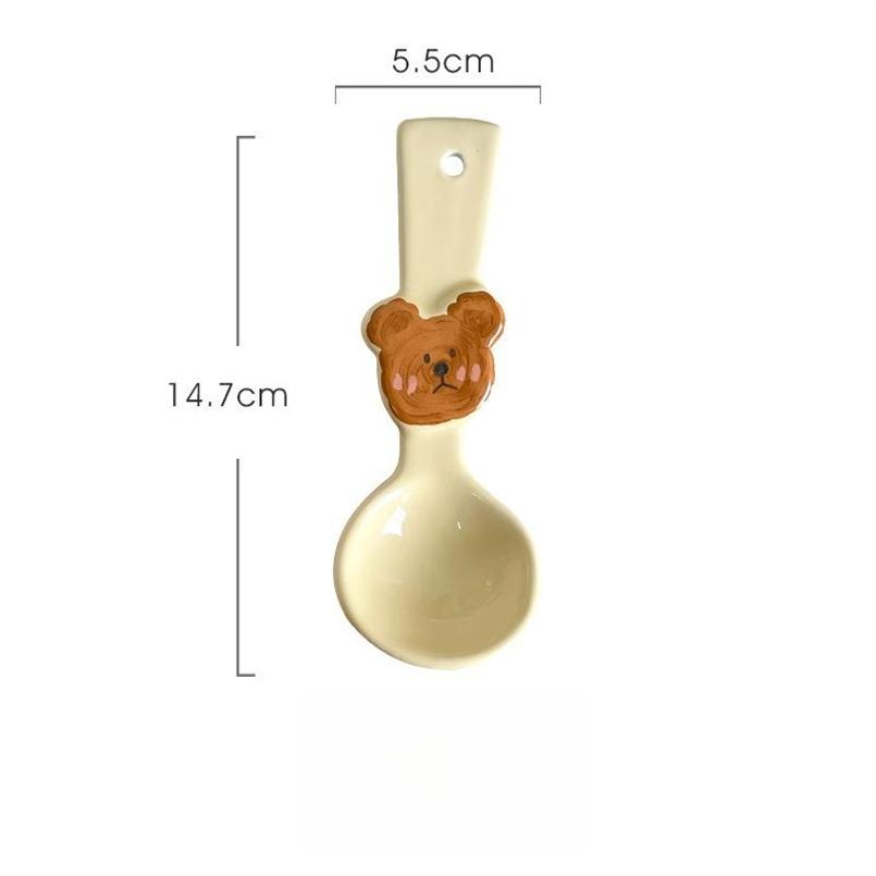 New Korean Style Cute Bear Heart Ceramic Spoon High Appearance Level Girlish Dessert Spoon Kids Rice Soup Scoop Tableware Gift жёлтый