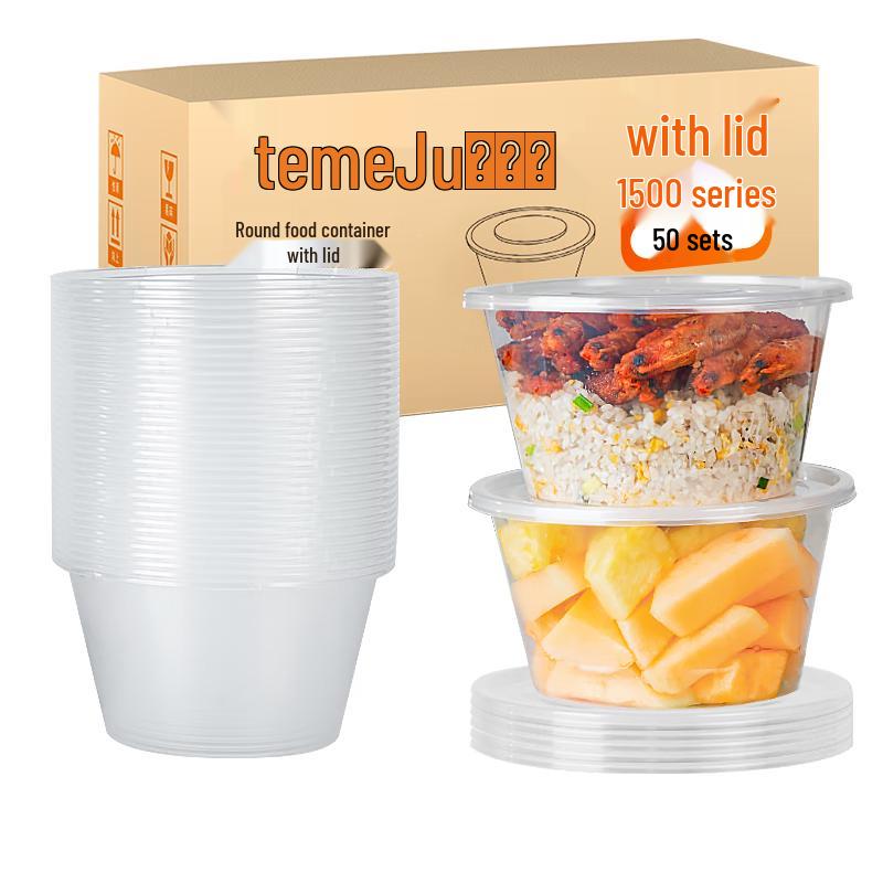 Temeiju Disposable Round Plastic Food Containers