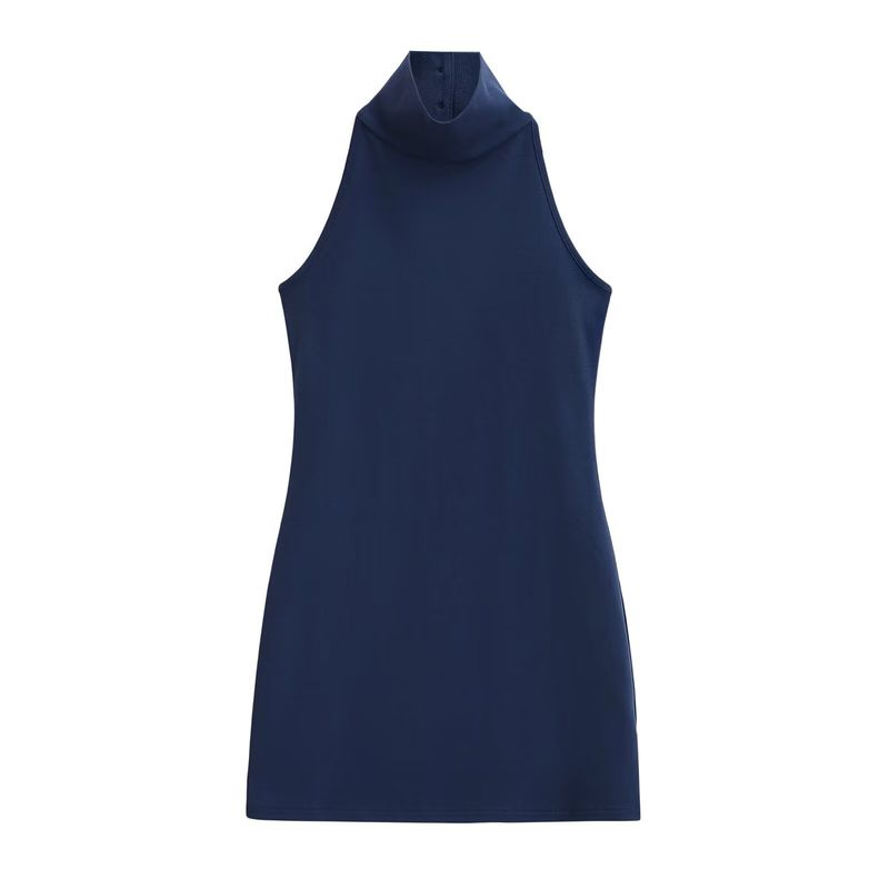 Pure Desire BM Sense Gyaru White Buckle Halter Top Dress Women New Elegant Slimming Sheath Short Dress