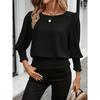 European And American Style Summer Women's Blouse New Loose Large Size Round Neck Solid Color Casual Shirt Blouse