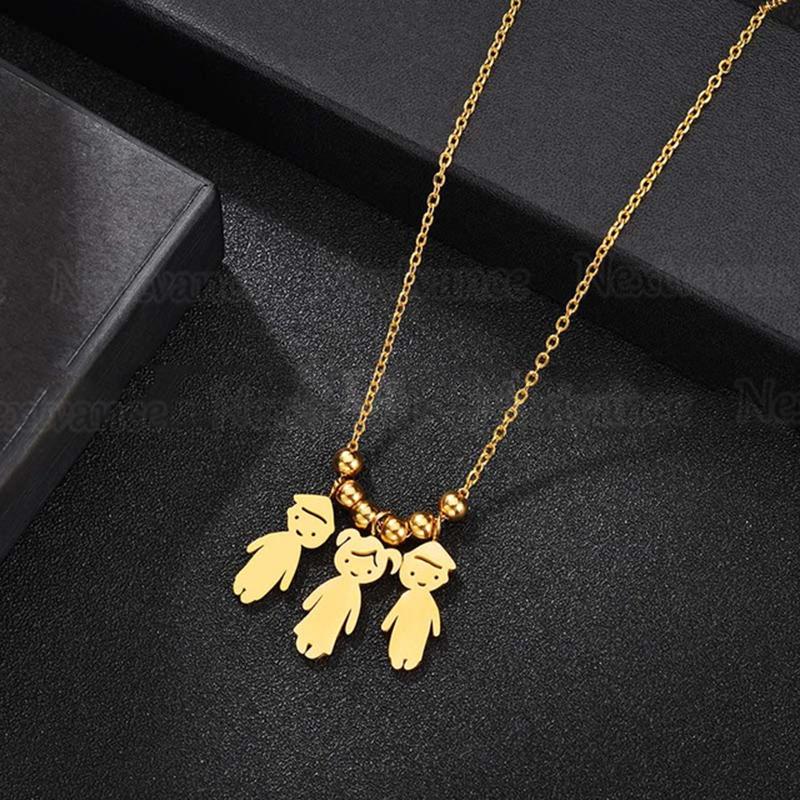 Nextvance Stainless Steel Date Child Baby Boy Girl Engrave Necklace Family Gold Color Pendant for Birthday Memorial Gift