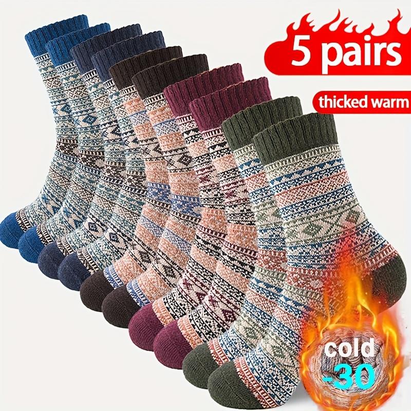 

1/3/5 пар Винтажные Зимние Толстые Теплые Носки Удобные для Улицы Спорт Лыжи Пеший Туризм Женские и Мужские Зимние Носки 5pairs разноцветный