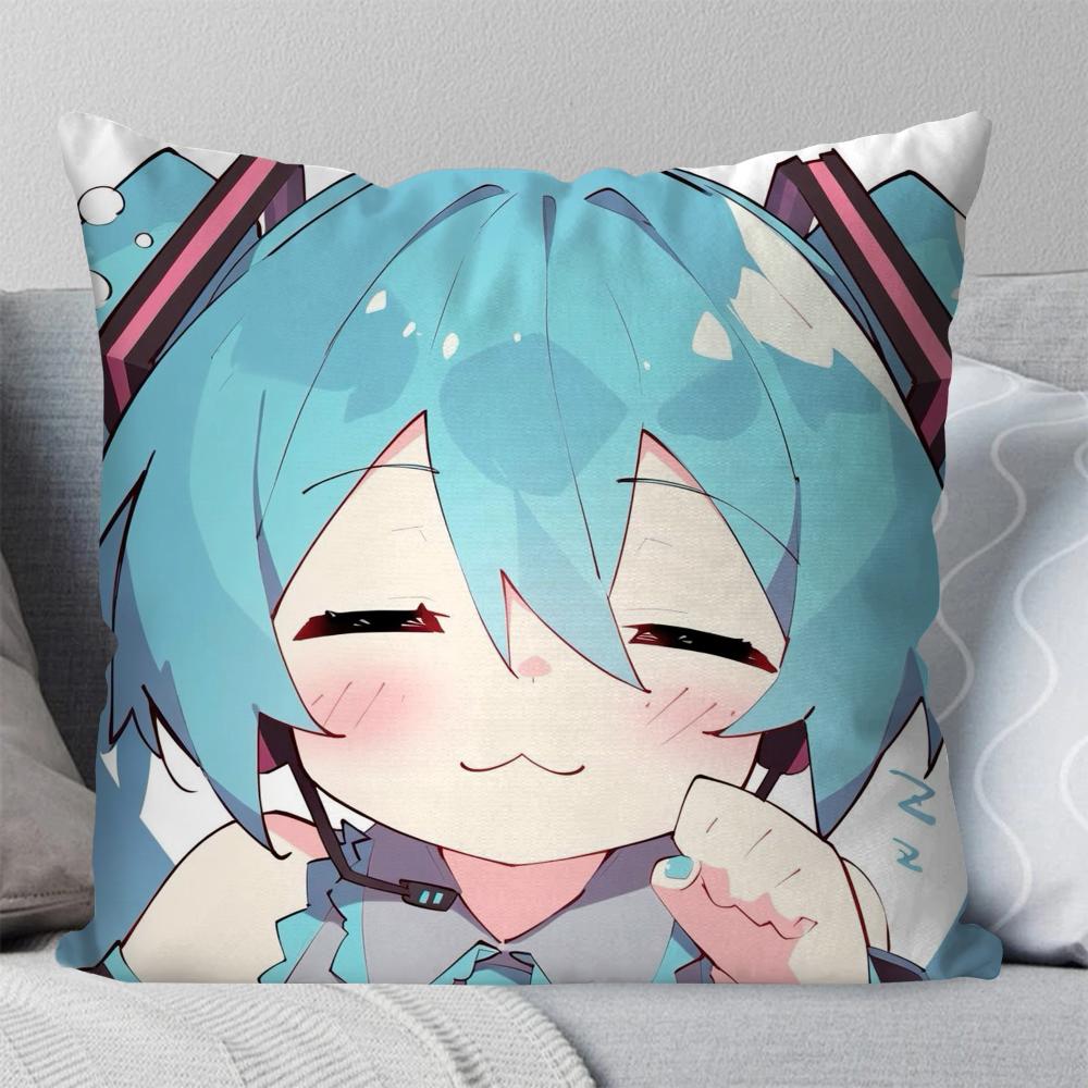 

1pc H-Hatsune M-Miku Singer Anime Pillow Case Square Pillow Bedroom Sofa Leisure Comfort Car Living Room Home Decoration 40X40 16x16Inch