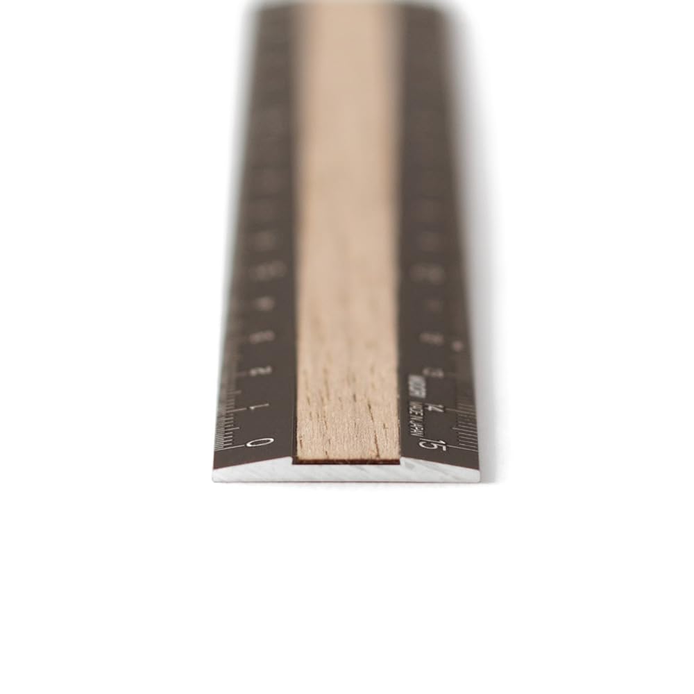 MIDORI Aluminum Wood Ruler 15cm Brown x Brown 42280006
