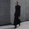 European and American Women's Clothing INS Popular Black Long Elegant Waist and Thin Temperament High-end Jacket