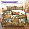 Retro Oil Painting Animals Pattern Bedding,Quilt Set Quilt Cover Pillowcase Home Birthday Gift (1 * Duvet Cover + 2 * Pillowcase, Without Core)