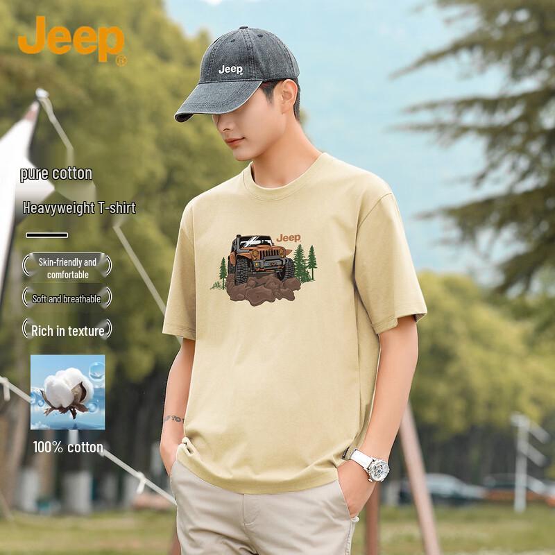 JEEP Men s 100% Cotton Short-Sleeve T-Shirt with Jeep Graphic L