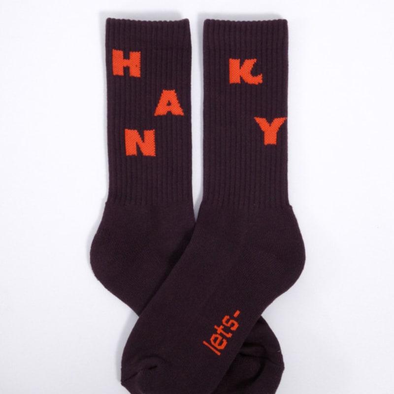 HANKY ALPHABET CREW SOCKS [Brown-Orange]