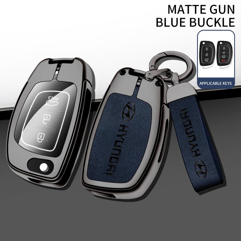 Alloy Leather Car Remote Key Protection Cover Shell For Hyundai Sonata 2015 Santa Fe 2013 GLS Tucson I40 Ix45 Creta Accessories RR8