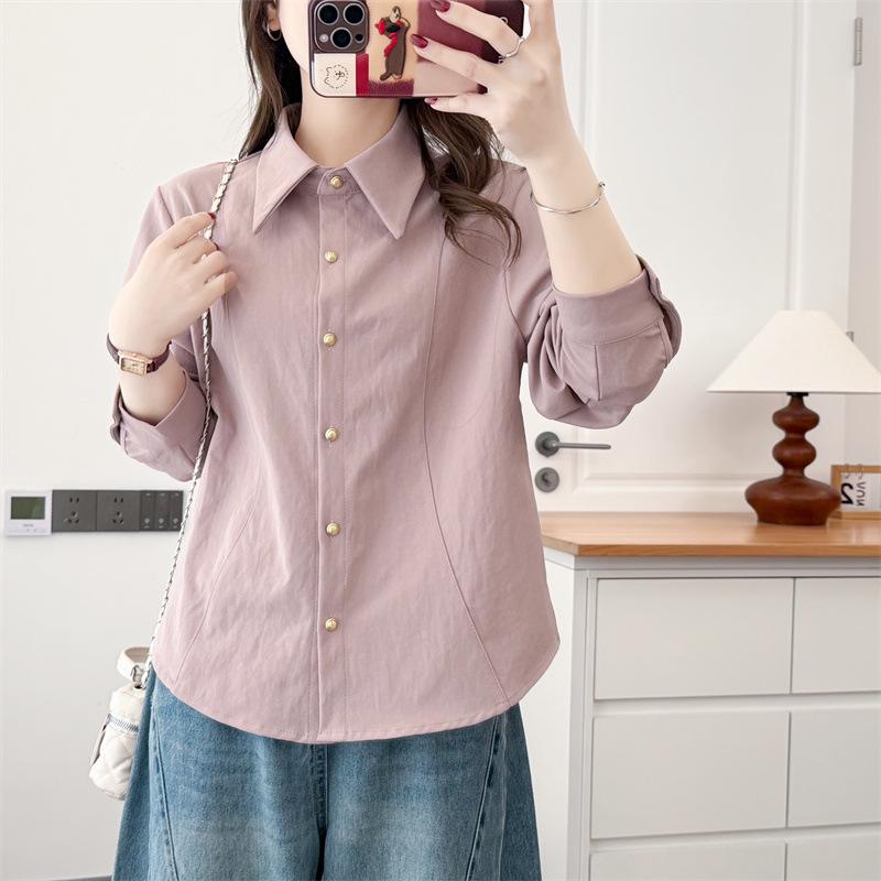 2025 Plus Size Women's Autumn Lapel Cardigan Top - Versatile Casual Shirt/Jacket for Girls