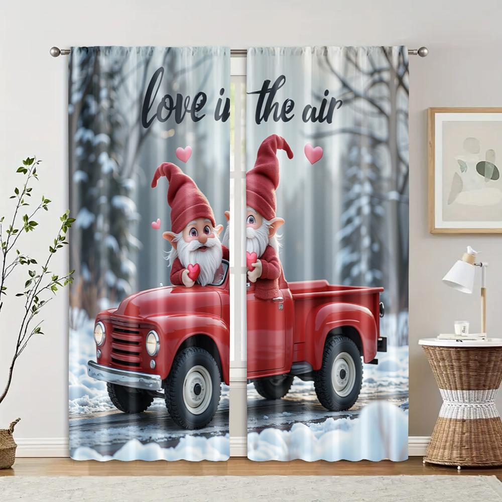 2pcs, Light Filtering Curtains Valentine's Day Polyester Woven (without rod) Stuff Clearance Ldeal for Bedroom, Living Room,