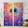2 Pcs   Filtering Curtains (excluding Rods   Non-movable   Without Batteries) A Cute Jellyfish Surrounded by a Group of Cute