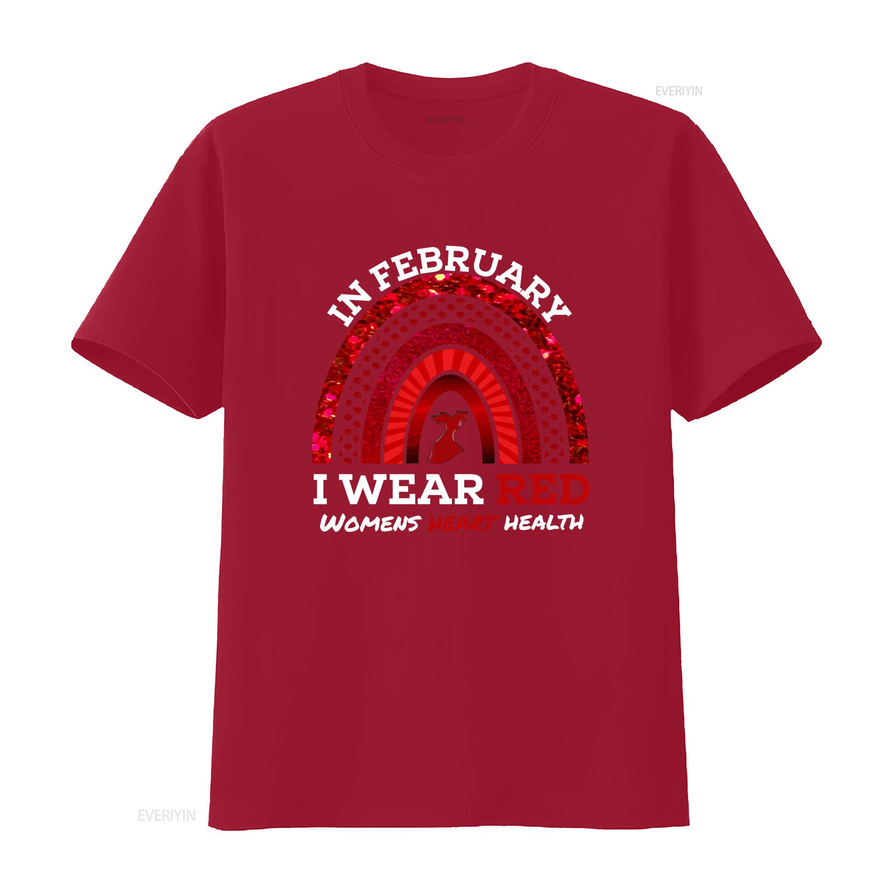 In February I Wear Red T Shirt We Womens Heart Health Ribbon Disease Awareness For Her vintage Washed Versatile Comfortable S