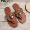 Nieuwe Dames Slippers Sandalen met Decoratieve Knoppen Zomer Platte Schoenen Modieus Design