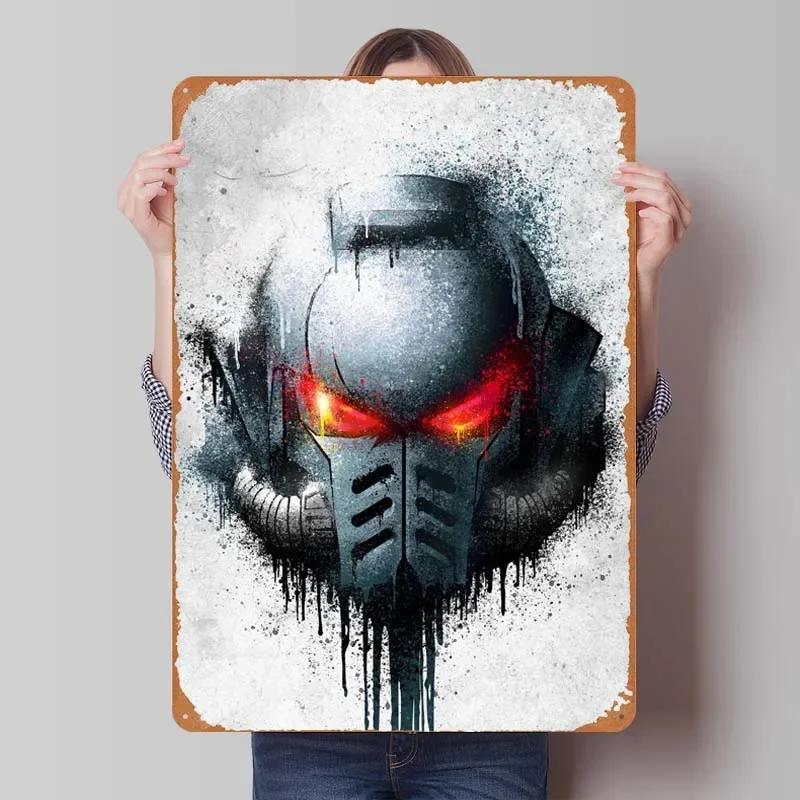 W-Warhammers Metallschild Anpassbare Spieleposter Vintage Heimdekoartikel Retro Blechschild für Gamerzimmer-Dekoration Wand