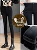 New 2025 Plus Size Women's Fleece-Lined High Waist Black Leggings - Thickened, Skinny Fit for Autumn and Winter