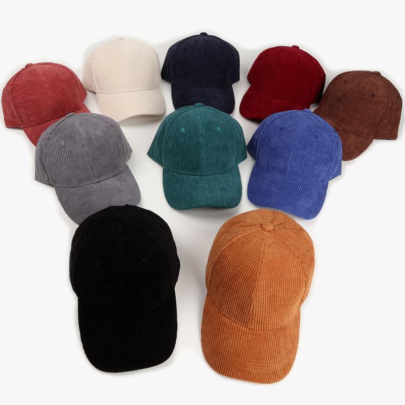 Baseball Cap Corduroy Hat Adjustable Curved Visor Vintage Solid Plain Men Women Casual Caps GZW
