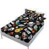 Flower Skull Mattress Three-Piece Set, Bed Cover, Pillowcase, Mattress Protective Cover, Bed Sheet All Inclusive