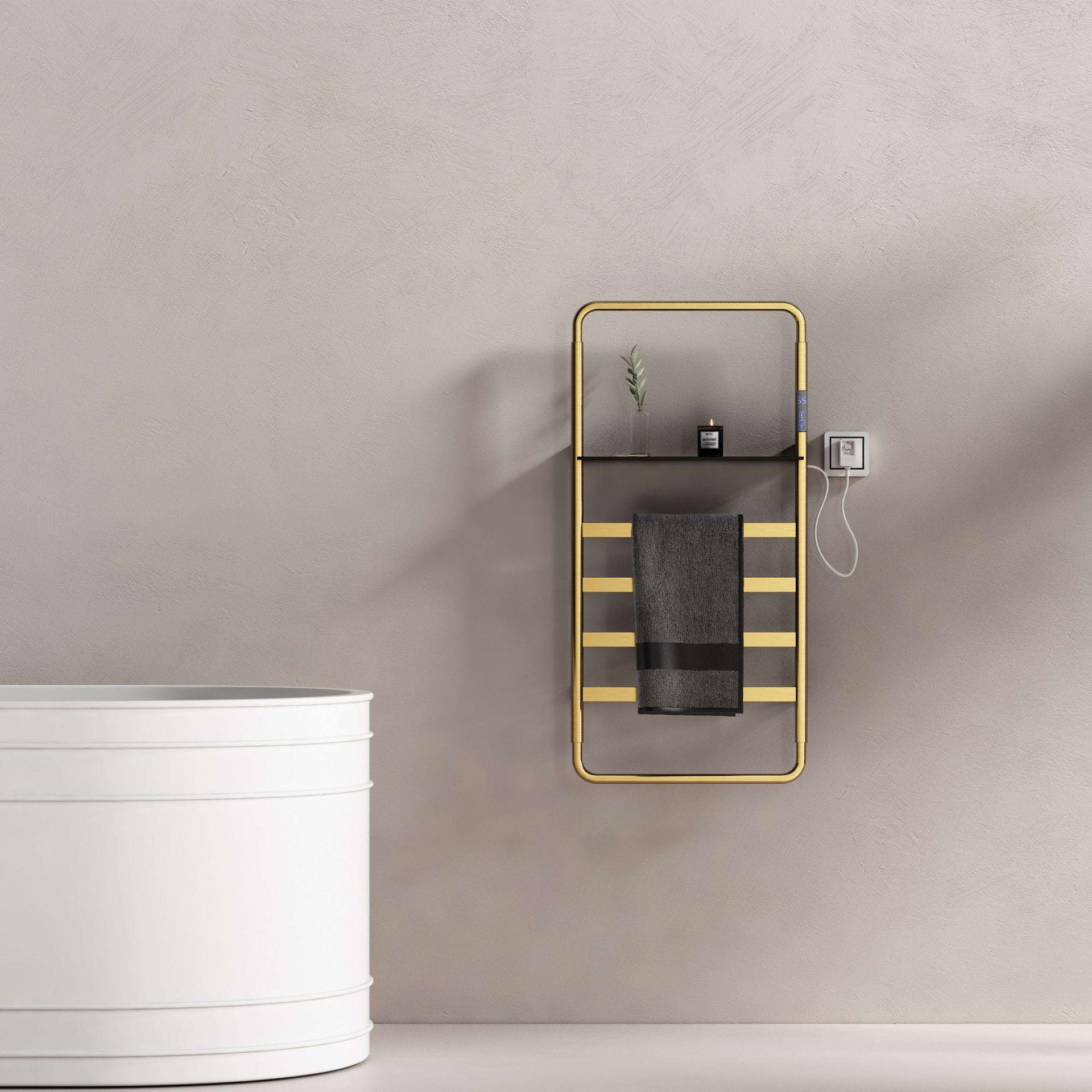 Smart Multi-layer Heated Towel Rack, Carbon Fiber & Stainless Steel, Home Edition Brushed Nickel