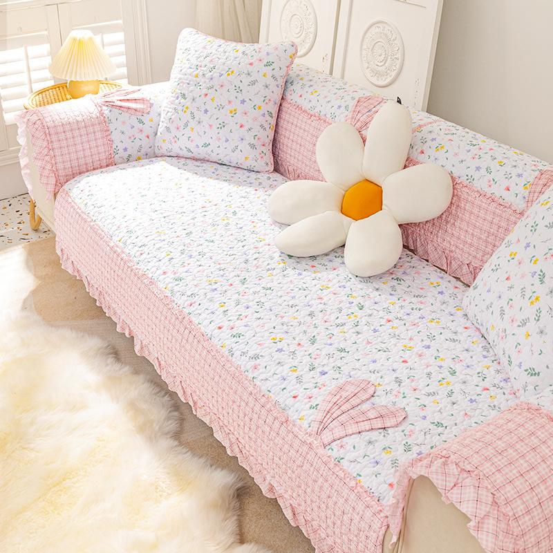 Sofakissen, klein, Blumenmuster, Baumwolle, Sommer, rutschfest, modisch, pastoraler Stil, Massivholz, Stoff, Sitzkissenbezug, Handtuch, vier Jahreszeiten, universell