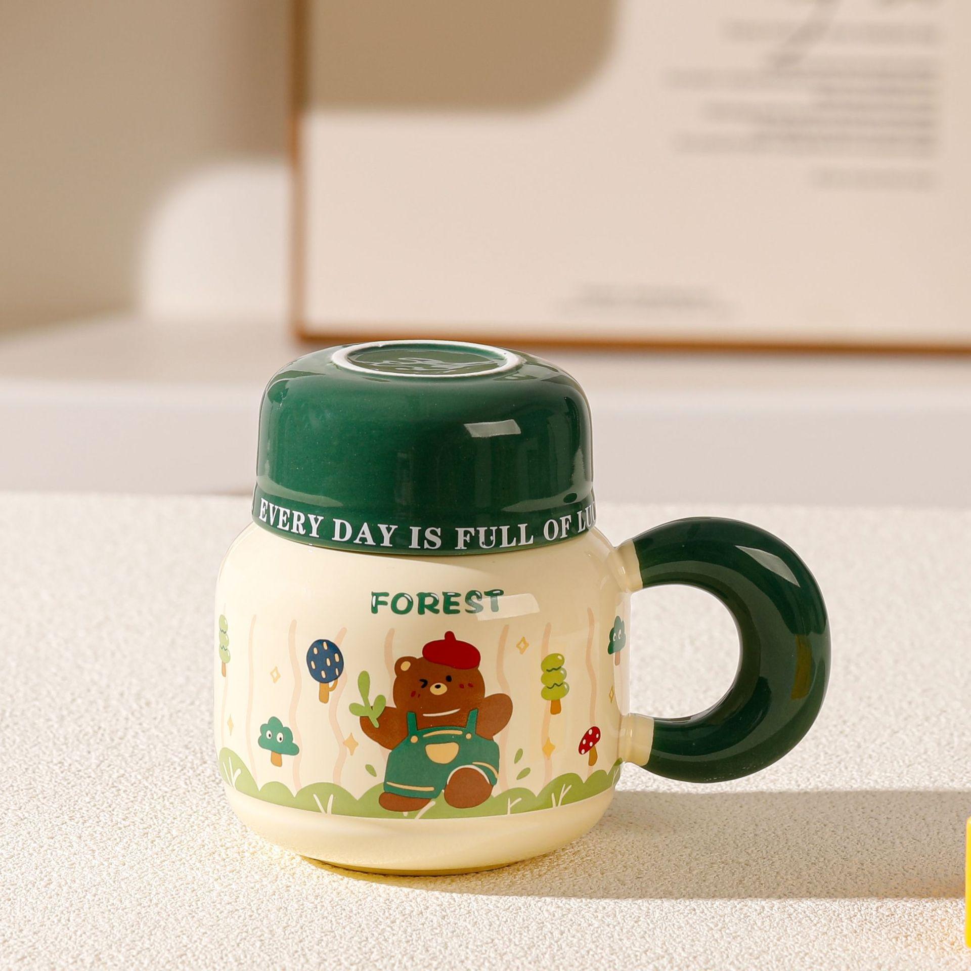 

Cute cat ceramic cup with lid, mug, souvenir, household boudoir water cup, honey gift, office coffee cup Technologies 480ml [cup + lid]