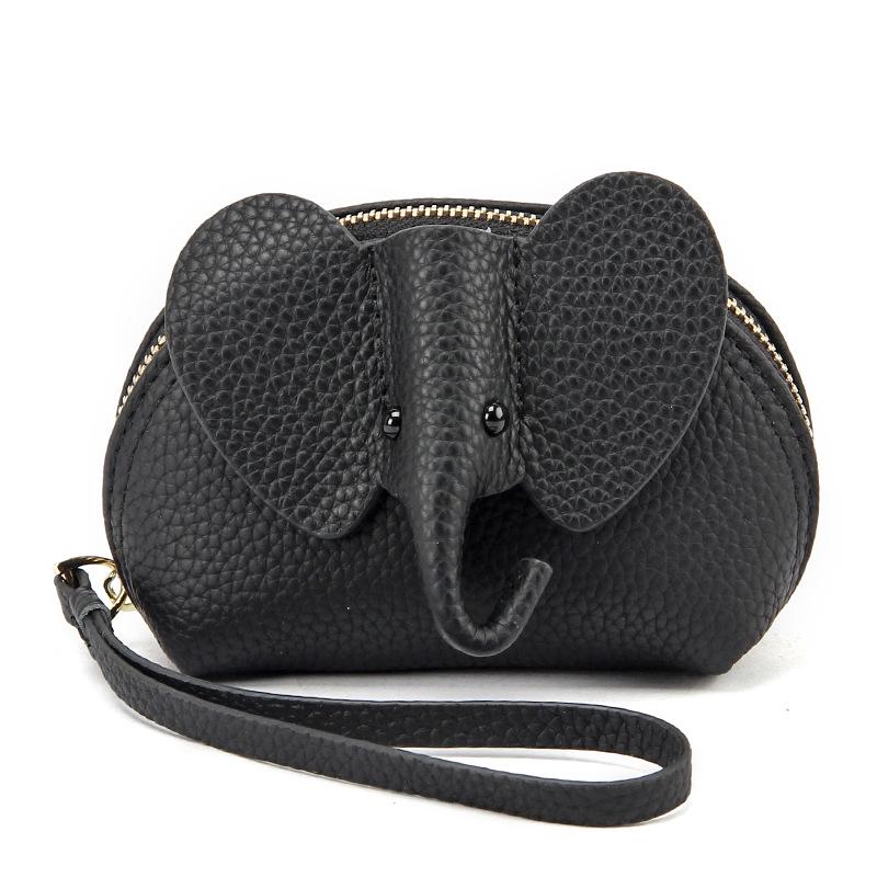 Poșeta creativă din piele cu fermoar cu elefant - drăguță și compactă