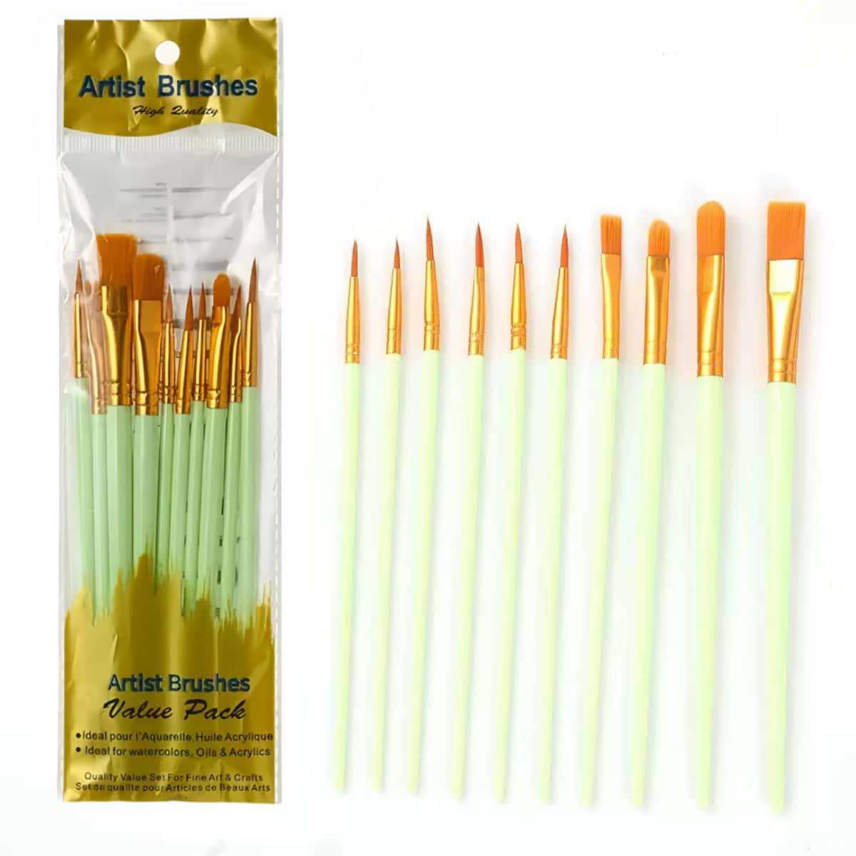 

Набор из 10 кистей для масляной живописи и акварели с перламутровыми пластиковыми ручками для детей Yellow Hair