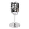 Retro Microphone Props Simulation Classic Fake Vintage Microphone Prop Model for Bar Decoration Electroplated Silver