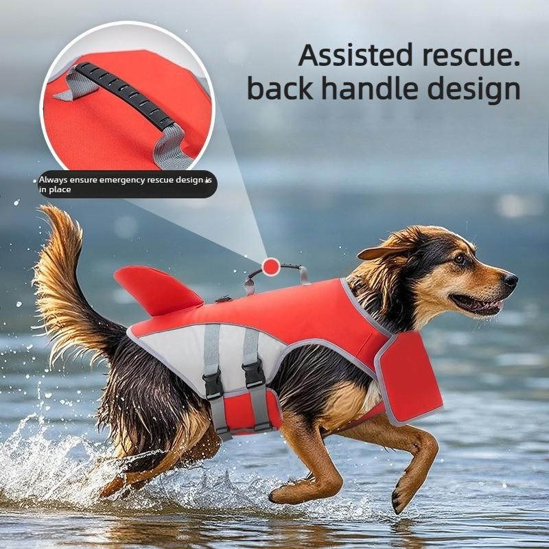 Pet Life Jacket Shark Fin Shape Safety Vest for Dog Summer Adjustable in Pool Surfing Drifting Dog Life Vest Reversible Safety