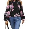 European and American new off-the-shoulder long-sleeved tops, holiday floral neck-digging shoulder lantern-sleeved shirts