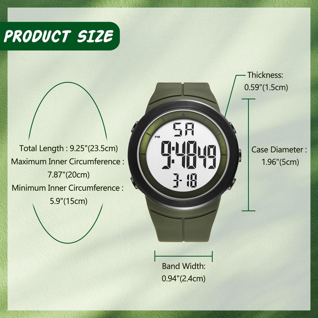 Electronic Quartz Digital Silicone Sports Watch with LED 3ATM Water Elastic Stylish Casual Fashion Accessory Perfect Gift for or Your Boyfriend Men's