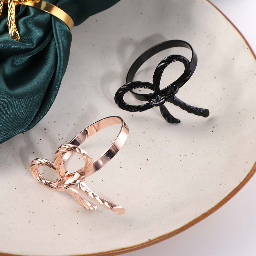 6 Pieces Elegant Bow Knot Napkin Rings Zinc Zinc Zinc Alloy Tissue Ring Napkin Buckle  Banquet Party