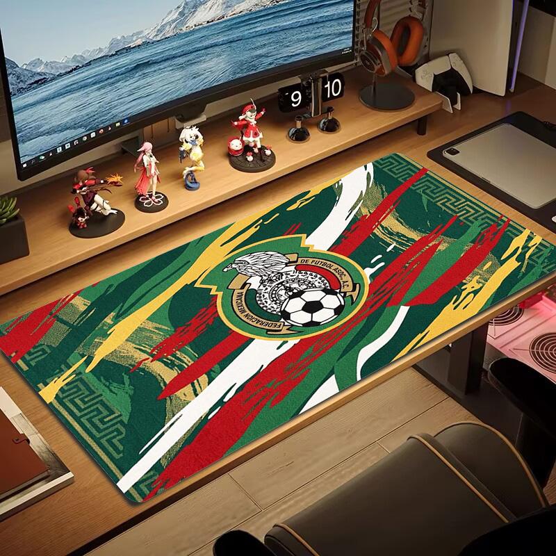 Mexican Football Federation Color Mouse Pad Large Gaming Table Cushion Non-slip Laptop Tablet Big Mousepad XXL Mat Mini PC Playmat With Lock Edge