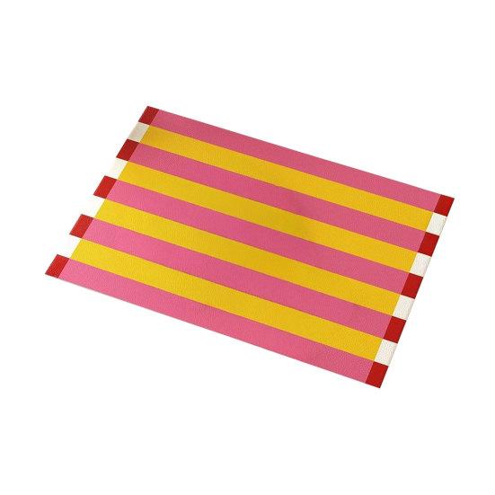 Colorful Striped Placemat Rectangular Artificial Leather Placemat Heat Resistant Non-Slip A