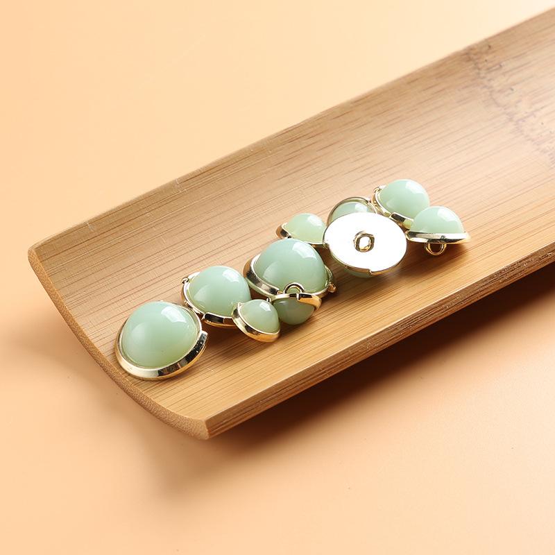 10Pcs Imitation Jade Glass Buttons Chinese Clothes Green Buttons Chinese Style Hanfu Cheongsam Top Shirt Cardigan Buttons