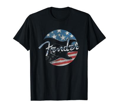 Fender 4th of July Rot Weiß & Rock Vintage Abzeichen T-Shirt