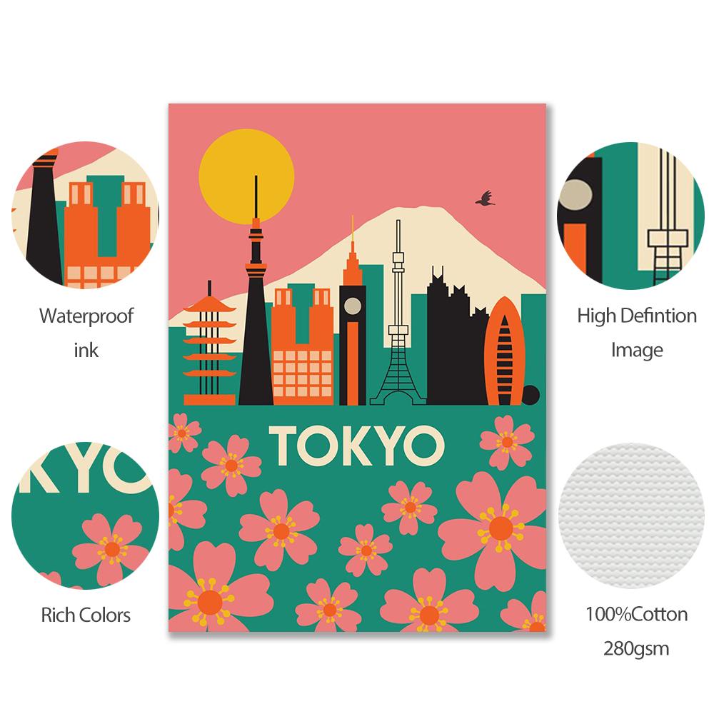 Famous City Abstract Landscape Wall Art Poster Print London Sydney Tokyo Atlanta Canvas Picture Living Bed Room Mural Home Deocr