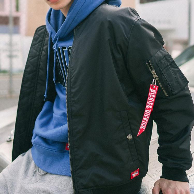 Dickies Bright Color Ribbon Baseball Jacket Men Jacket Black DK007003CC2