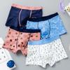 4 Pcs High Quality Children's Underwear for Kids Cartoon Cat Shorts Soft Cotton Underpants Boys Teenage Striped Panties 4-16T